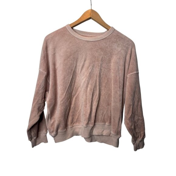 The Great. Pink Velour Sweatshirt | Size 0 Slouchy Pullover Made in USA - Picture 1 of 5
